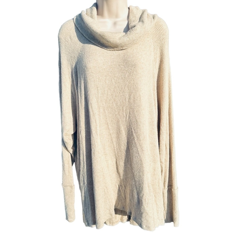 Caslon Nwt soft knit lagonlook cowl neck long sleeve sweater NEW 2X oatmeal beig
